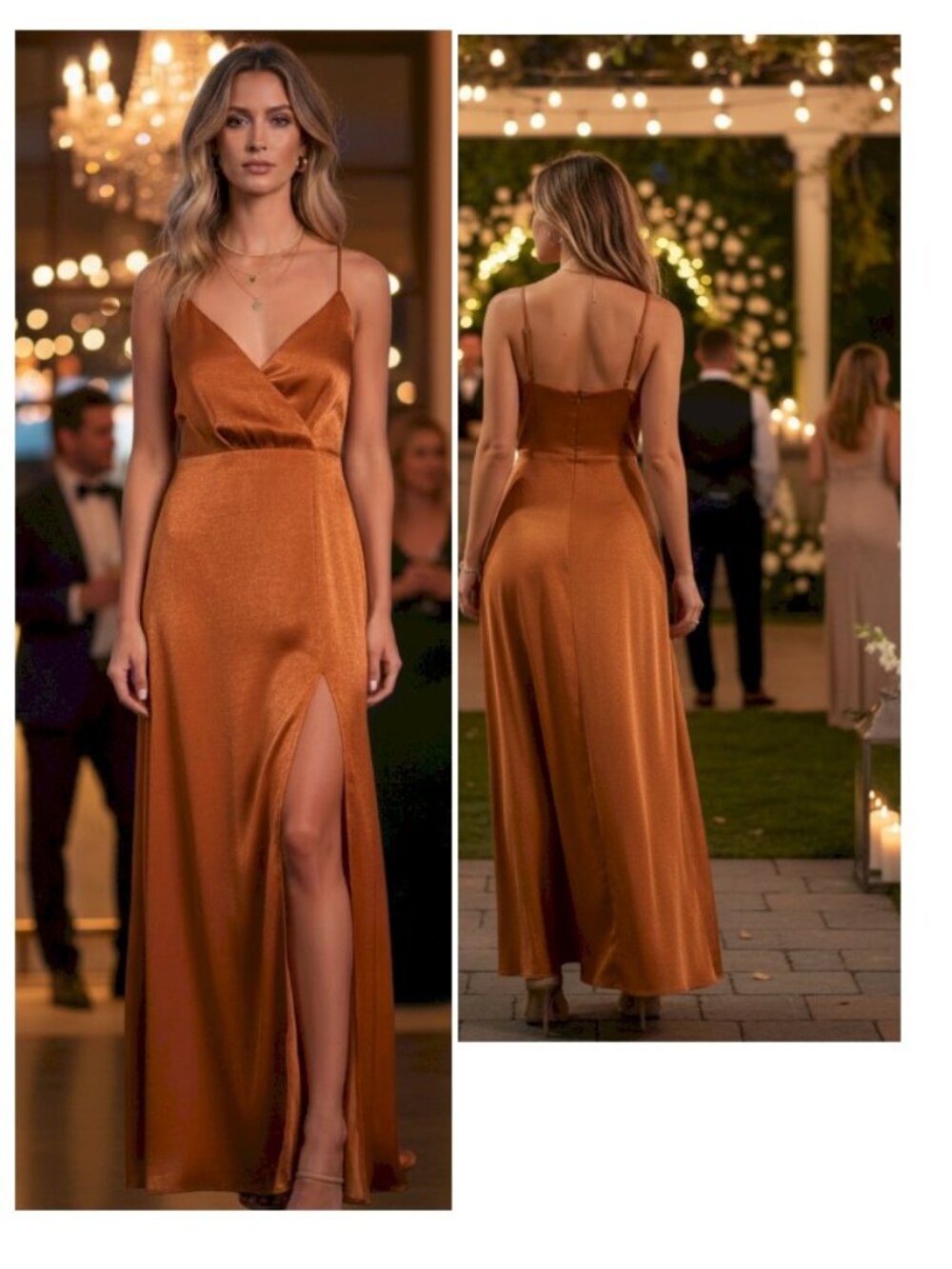 Lulus Constantine Rust Orange Satin Maxi Dress Size XXS NWOT
